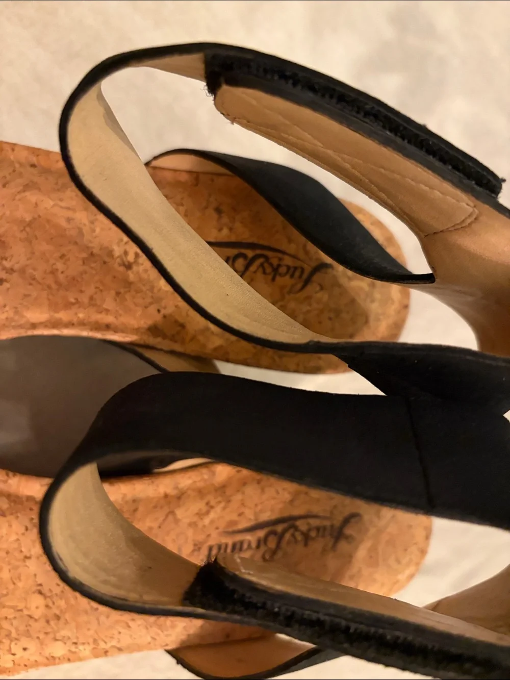 Lucky Brand Black Cork Wedge Sandals